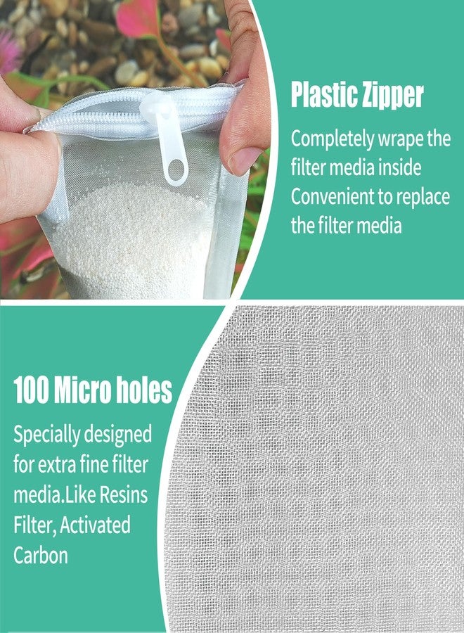 AQUANEAT Aquarium Filter Media Bags 15pcs Fish Tank Extra Fine 100 Micron Mesh Bags with Plastic Zipper for Activated Carbon (3" x 4") - Image 4